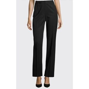 Lafayette 148 New York Womens 8 Black Menswear Stretch Wool Flat Dress Pants NEW
